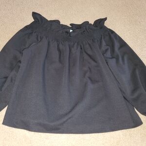 Tuckernuck Black Ruffle-Neck Off-Shoulder Blouse